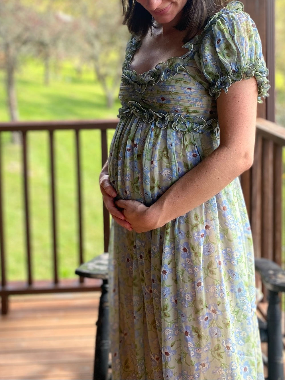 Doen Sage Green Floral Puff-Sleeve Maxi Dress - Picture 7 of 7